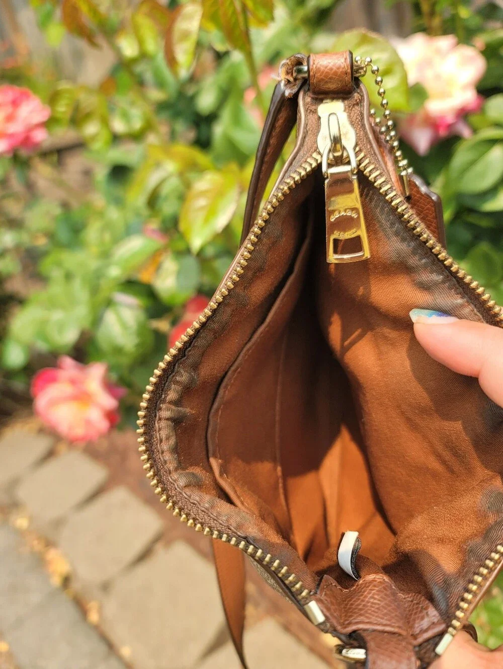 Coach Signature Stripe Tan Crossbody